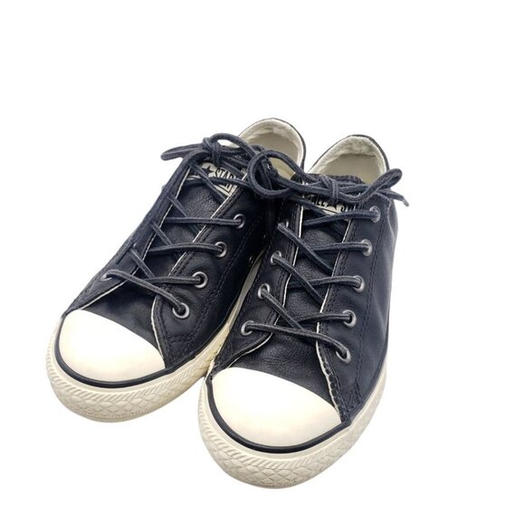 Converse‎ Leather Black Lace Up Flat Sneaker Shoes Slip On Round Toe Size 3 EU35 - Picture 4 of 9